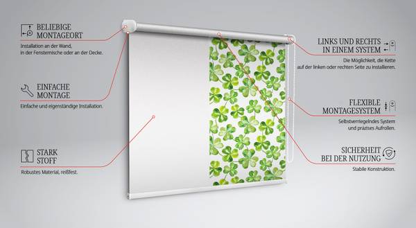 Verdunkelungsrollo TRIFOLIA 60 x 140 cm