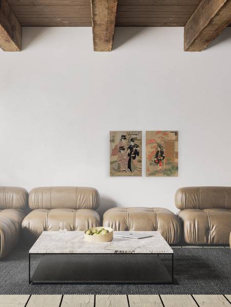 Set mit 2 Leinwänden 60x40 Japanische Polyester - 3 x 60 x 40 cm