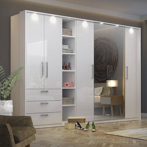 Kleiderschrank OLMO-83-12 Weiß - Holzwerkstoff - 45 x 217 x 63 cm