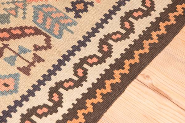 Handgewebt Kelimteppich Beige - Wolle - 108 x 1 x 195 cm