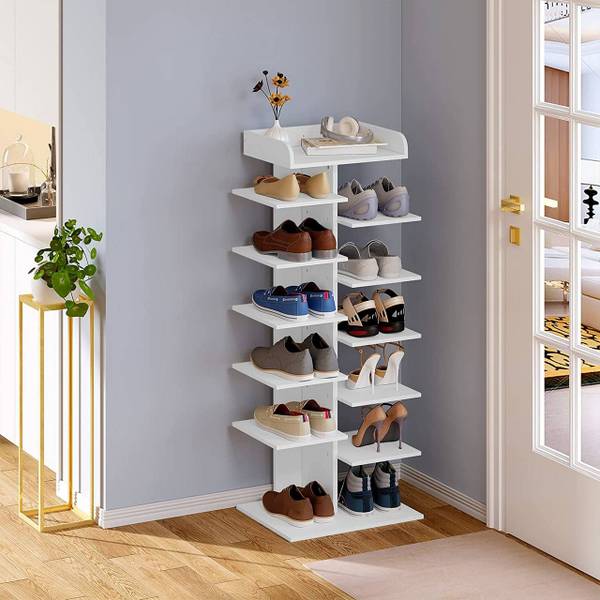 Schuhregal Antonia Weiß - Holzwerkstoff - 45 x 114 x 30 cm