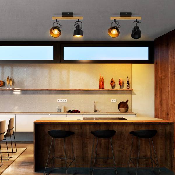 spot plafond LED FmjRT Noir - Nb d'ampoules : 2