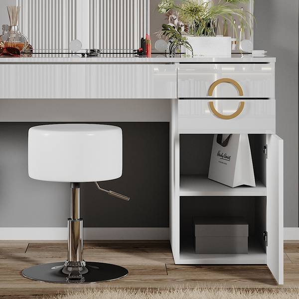 Schminktisch Adela 40857 3er Set Weiß - Holzwerkstoff - 115 x 147 x 55 cm