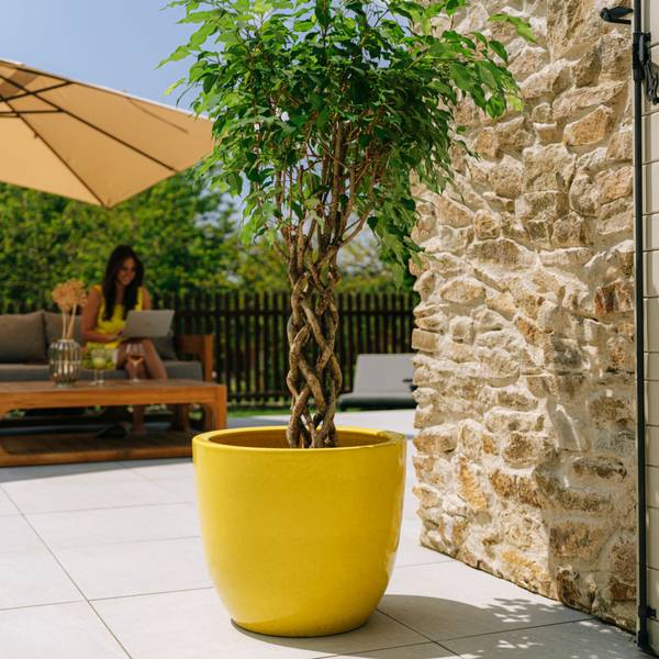 Blumentopf Lancelot Gelb - Keramik - 21 x 19 x 21 cm