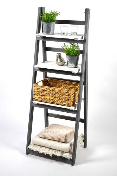 Leiterregal WHITEGREYSHLF Grau - Massivholz - 34 x 112 x 41 cm