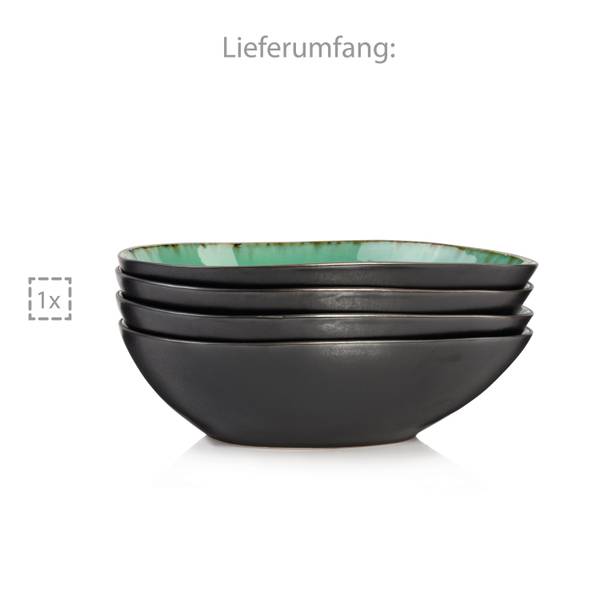 4-tlg. Salatschalen Palm Beach Grün - Stein - 23 x 28 x 17 cm