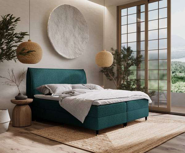 Boxspringbett Melba Grün - Liegefläche Länge: 160 cm