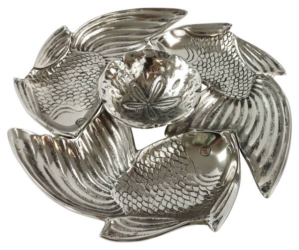 Schale Koifisch Silber - Metall - 39 x 6 x 39 cm