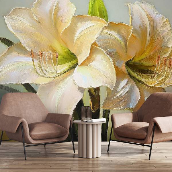 Fototapete gemalte Blume 200 x 140 cm