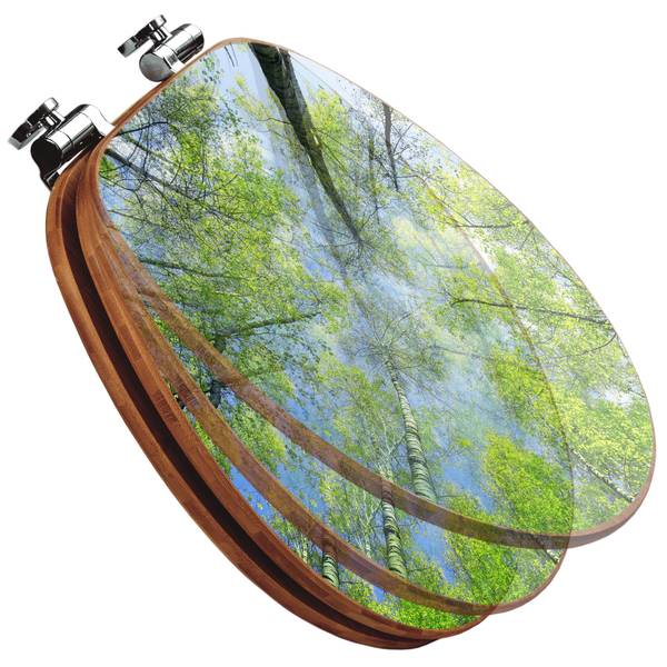 WC-Sitz mit Absenkautomatik Zwischen Bäu Grün - Bambus - Holzwerkstoff - 38 x 5 x 49 cm