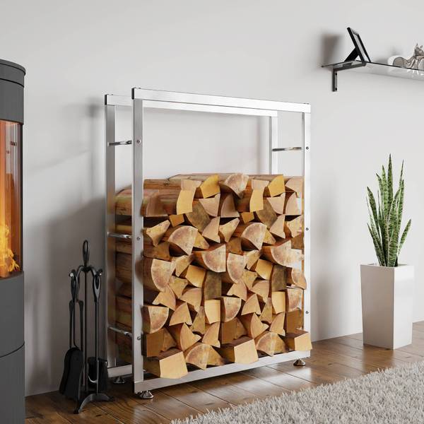 Kaminholzregal SATLO Silber / Grau - Silbergrau