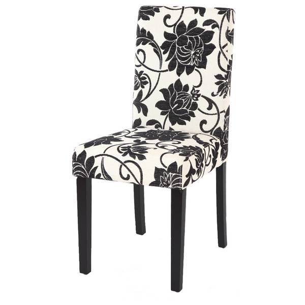 Chaise Littau jacquard lot de 4 Noir - Blanc - Textile - 43 x 90 x 56 cm