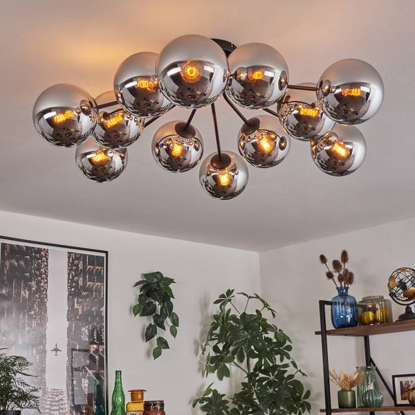 Deckenleuchte Fossobiubo Glas Grau - Silber - Flammenanzahl: 12