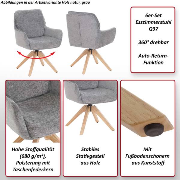 Esszimmerstuhl Q37 (6er-Set) Senfgelb