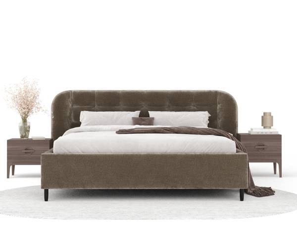 Gestoffeerde bed Nuno III beige - Ligoppervlak breedte: 120 cm