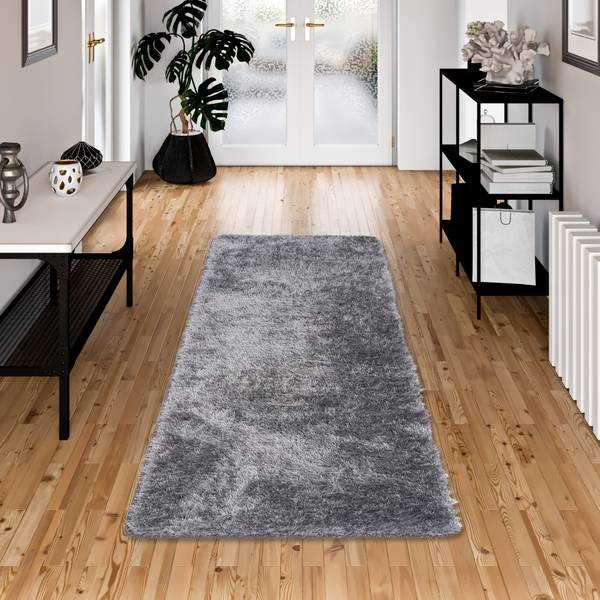 Tapis de clouloir Shaggy Feeling Mix Argenté - 80 x 400 cm