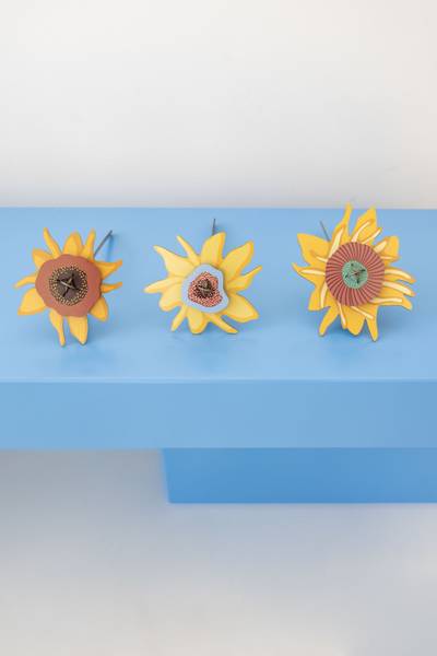 Dekoobjekt Sonnenblumen-Trio Naturfaser - Papier - 4 x 27 x 10 cm