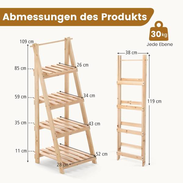 Bloementrap SF6652NL bruin - massief hout - 38 x 109 x 52 cm