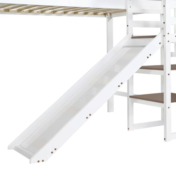 Hochbett Viola Weiß - Holzwerkstoff - Massivholz - 146 x 145 x 257 cm