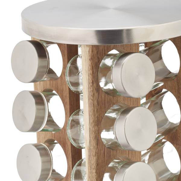 Tourniquet à épices avec pots en verre Marron - Argenté - Acier inoxydable - 20 x 34 x 20 cm