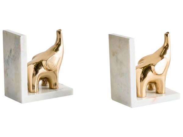 Buchstütze KOTEZI Gold - Weiß - Stein - 8 x 15 x 13 cm