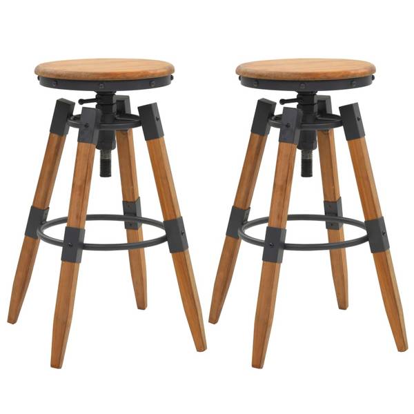 Barhocker 245782 (2er Set) Braun - Massivholz - 54 x 79 x 54 cm