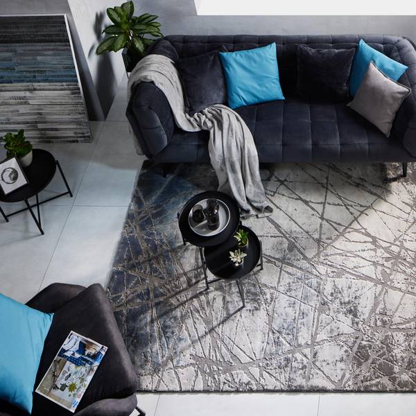 Webteppich MANCHESTER 3 Grau - Holzwerkstoff - 160 x 1 x 230 cm