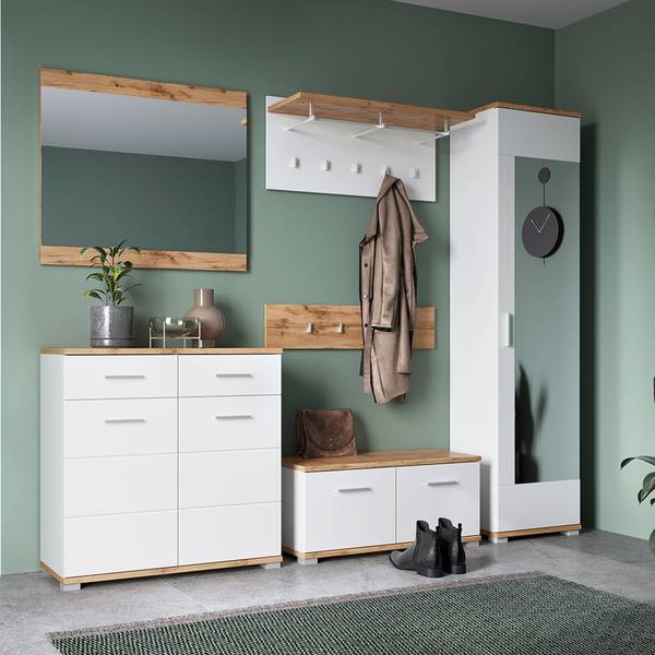 Schuhkommode HUESCA-129-4 Weiß - Holzwerkstoff - 90 x 88 x 34 cm