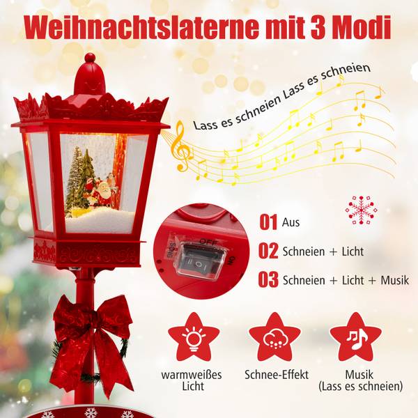 Weihnachtslaterne OY47489PQ Rot - Kunststoff - 30 x 185 x 30 cm
