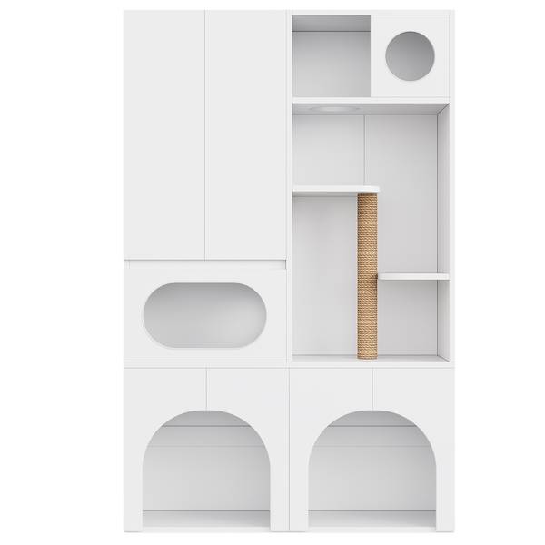 Haustierschrank BAMU23 Ⅳ Weiß - Holzwerkstoff - 45 x 195 x 140 cm