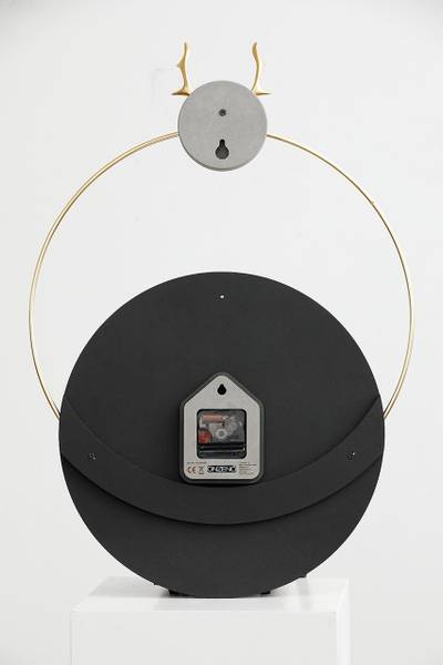 Horloge murale design Halo à bois Noir - Bois manufacturé - Métal - 45 x 65 x 2 cm