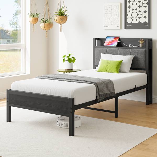 Bettgestell ZY-020 Schwarz - Holzwerkstoff - 91 x 99 x 217 cm