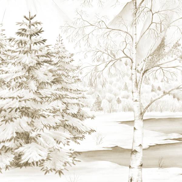 Papier peint Le lac de montagne Beige Beige - 450 x 450 cm