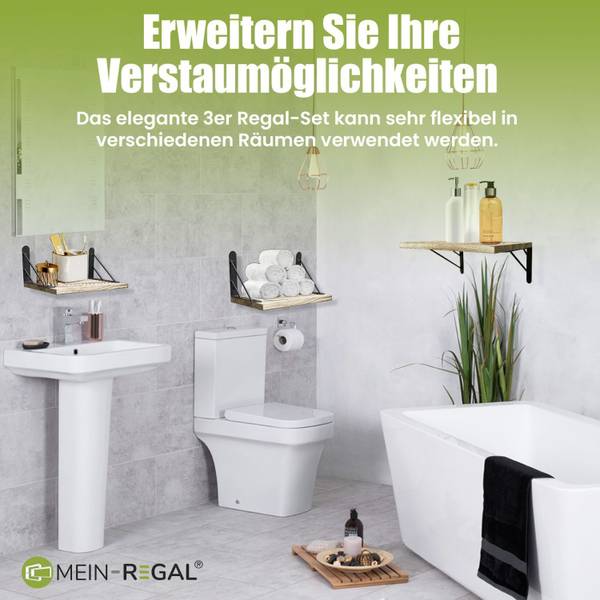 Wandregal Sam Set 3 Stk Braun - Holzwerkstoff - 42 x 14 x 15 cm