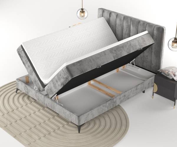 Boxspringbett Aggaz Grau - Liegefläche Breite: 200 cm