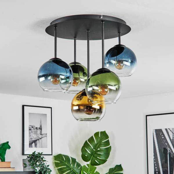 Deckenleuchte Cesaro Blau - Gold - Grün - Metall - 39 x 22 x 40 cm