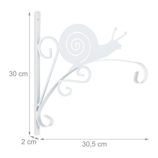 Blumenampelhalterung 2er Set Schnecke Weiß - Eisen - 31 x 30 x 2 cm