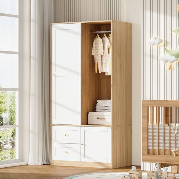 Kinderkleiderschrank NaturLucy Braun - Holzwerkstoff - 90 x 180 x 50 cm