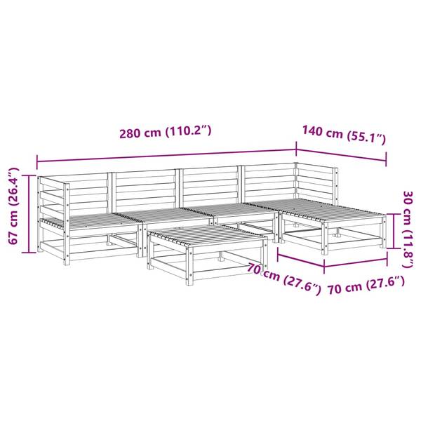 Garten-Lounge-Set 3042312-1 (6-teilig) Kiefer Dekor