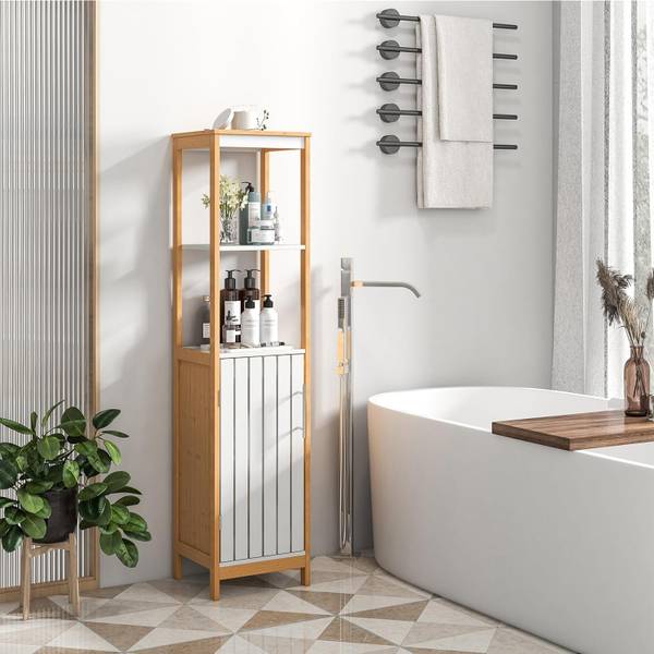 Badezimmerschrank NM9091ZM Braun - Bambus - 30 x 129 x 30 cm