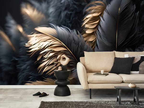 Fototapete Federn Abstraktion Glamour 500 x 350 x 350 cm