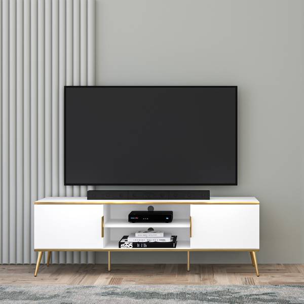 Lowboard VELTI TV-Schrank Weiß - Holzwerkstoff - 160 x 53 x 40 cm