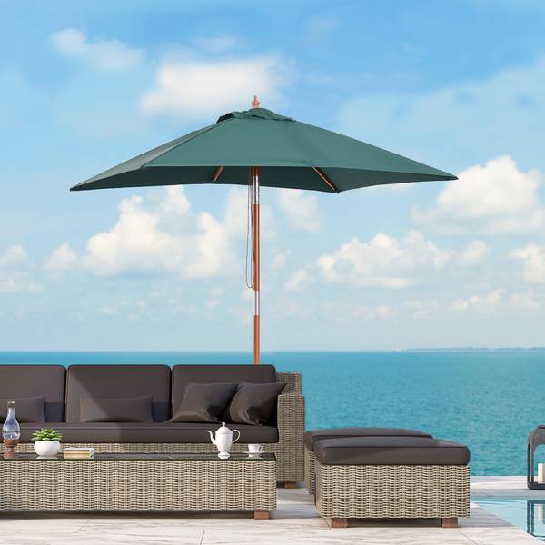 Sonnenschirm BB4344 Grün - Massivholz - 150 x 235 x 200 cm