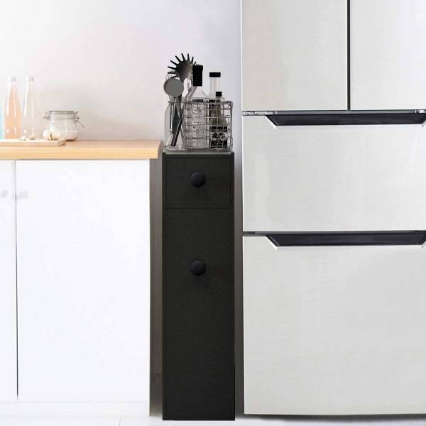 Nischenschrank Badschrank Schwarz - Holzwerkstoff - 48 x 58 x 16 cm
