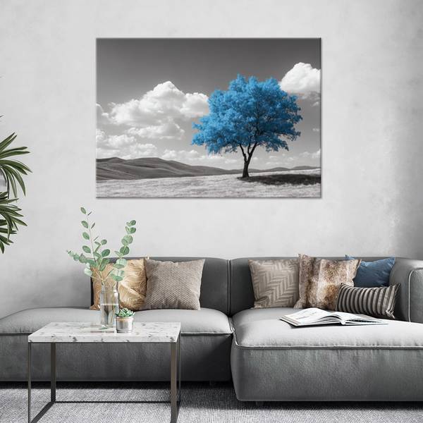 Wandbild baum landschaft hochland 90 x 60 cm