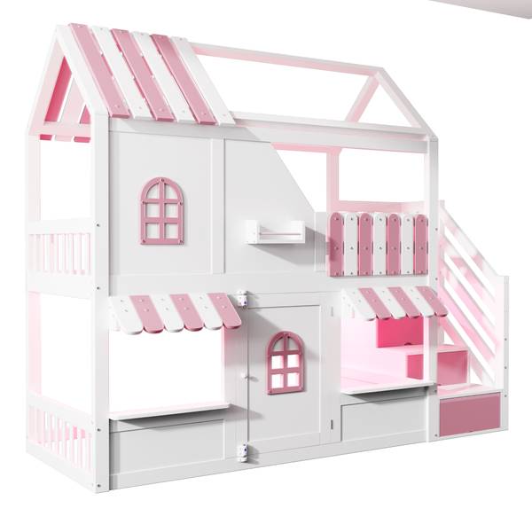 Hochbett Oneiros Ⅱ Pink - Weiß