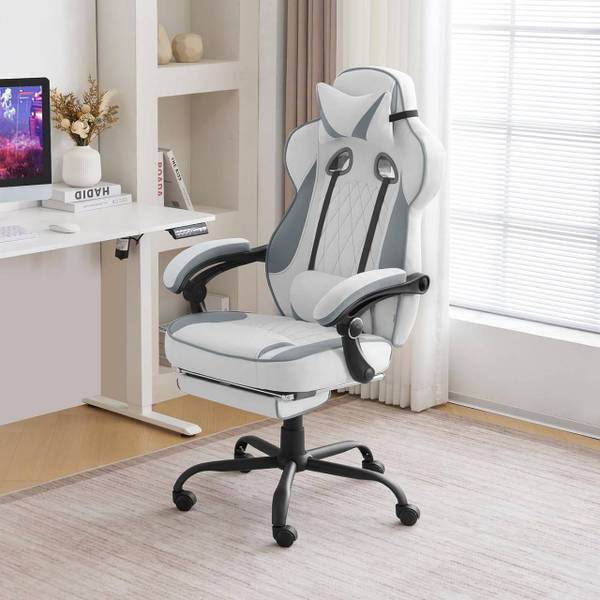 Gaming Stuhl Melanie Blau - Weiß - Metall - Textil - 70 x 128 x 70 cm