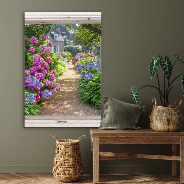 METALLBILD Hortensie 60 x 90 cm