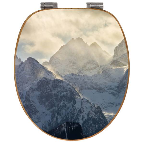 WC-Sitz mit Absenkautomatik Alpen im Son Weiß - Bambus - Holzwerkstoff - 38 x 5 x 49 cm