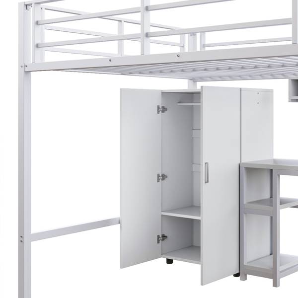 Hochbett mit Kleiderschrank Alya Weiß